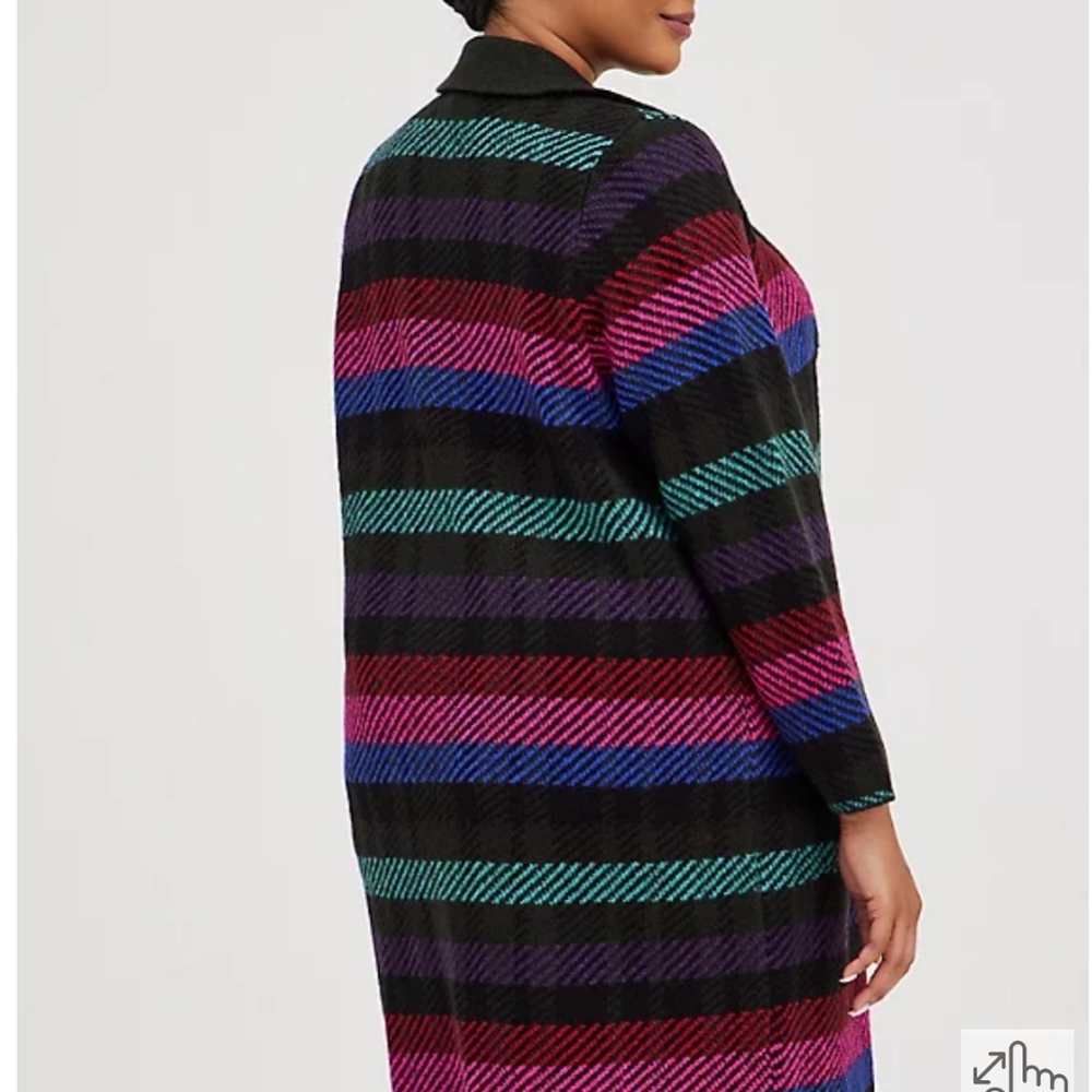 Torrid Plus Size Multicolor Plaid Notched Collar Coatigan Size 2X - Picture 2 of 6